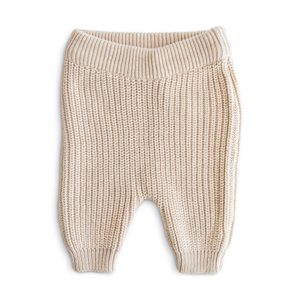 Mushie Chunky Knit Pants - Beige - age 0-3 Months